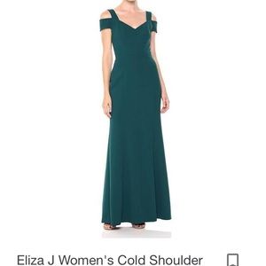 ElizaJ Teal Cold Shoulder Sweetheart neck Dress
